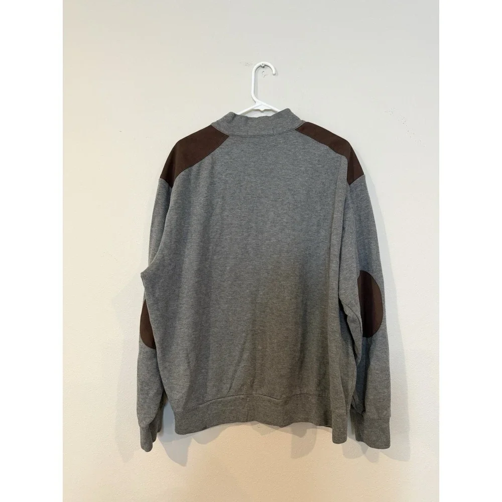 CREMIEUX Men's Gray Sweater With Brown Suede Elbow Patches Size XXL